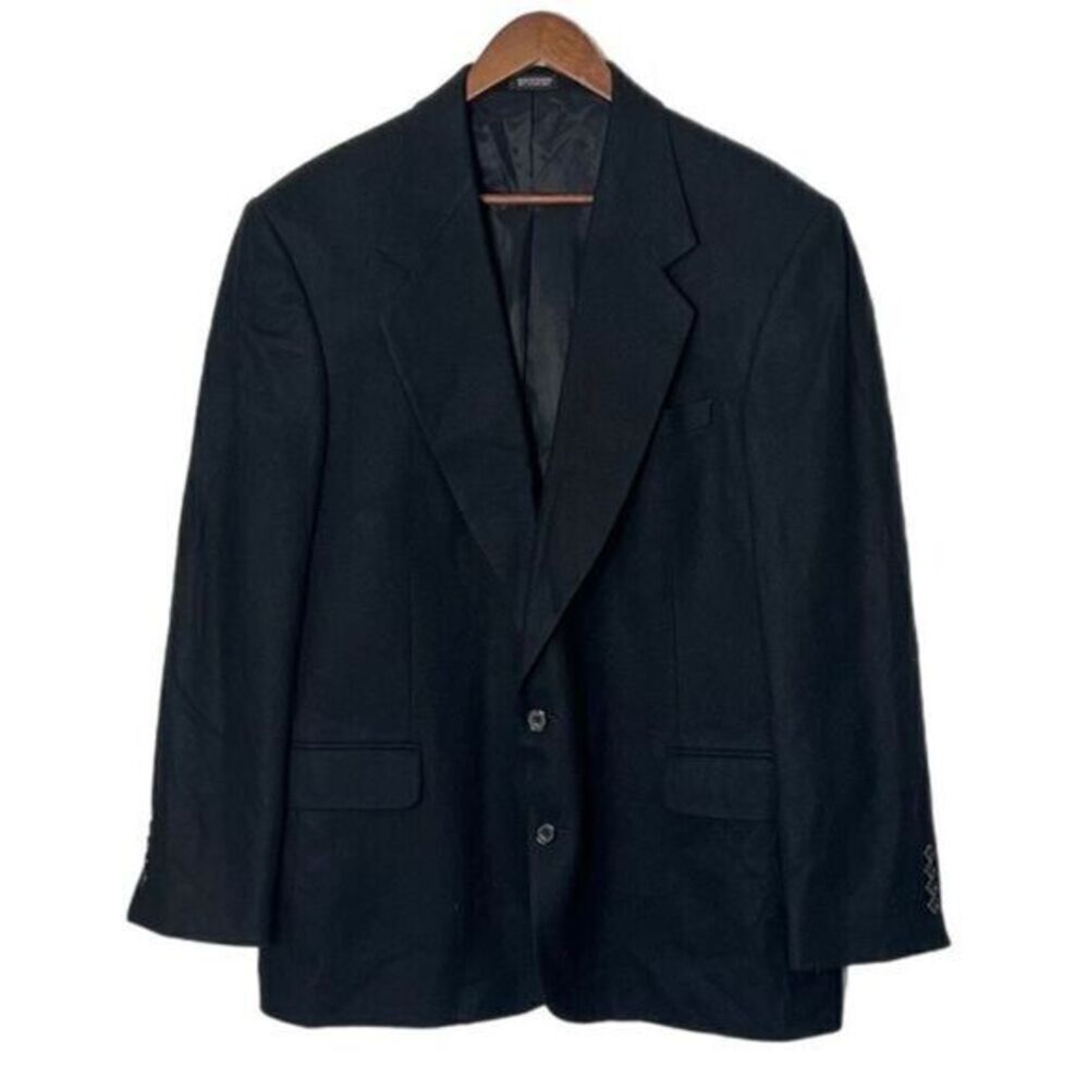 Oscar de la Renta Mens Wool Suit Jacket Black
